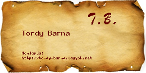 Tordy Barna névjegykártya